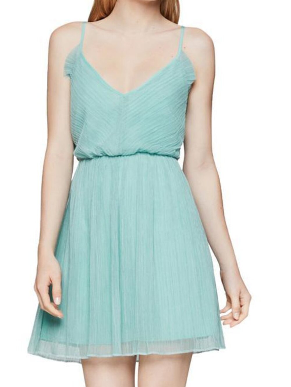 NWT BCBGeneration Fit and Flare Pleated Dress - Green | FREE SHIPPING